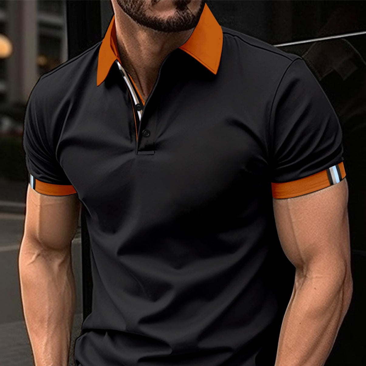 Polo décontracté de couleur unie à manches courtes pour hommes