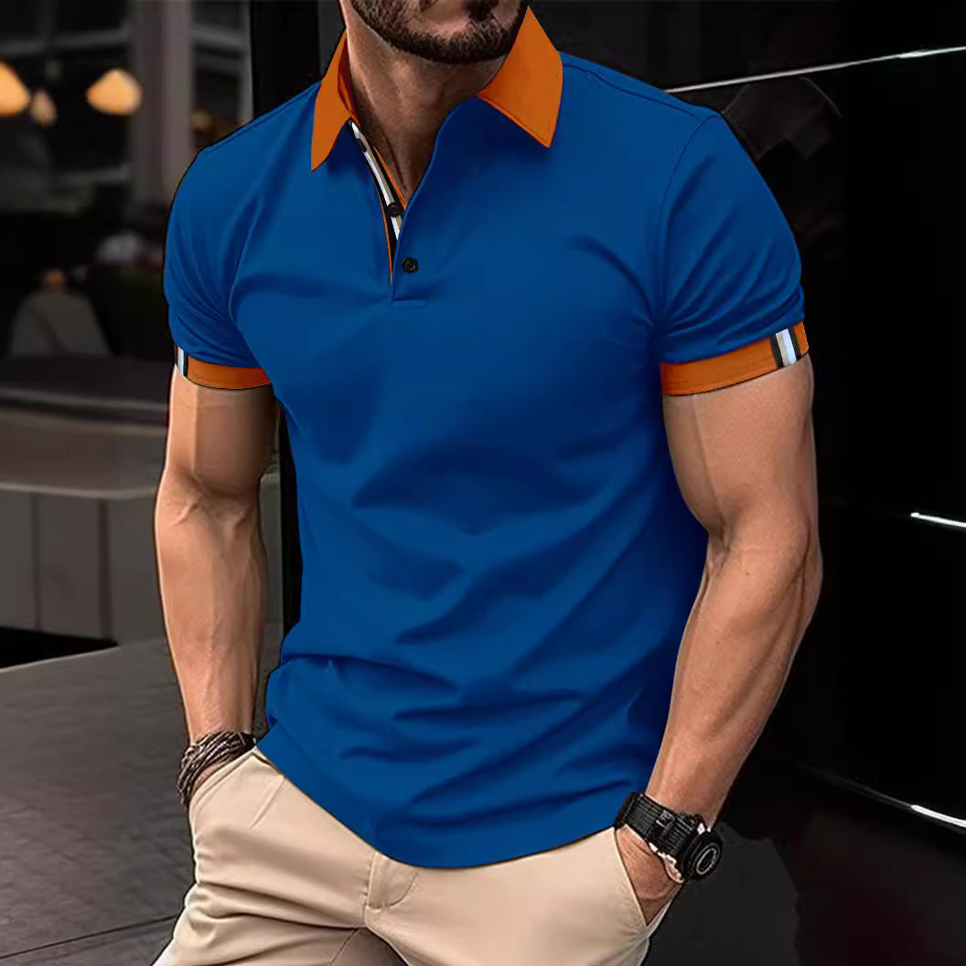 Polo décontracté de couleur unie à manches courtes pour hommes