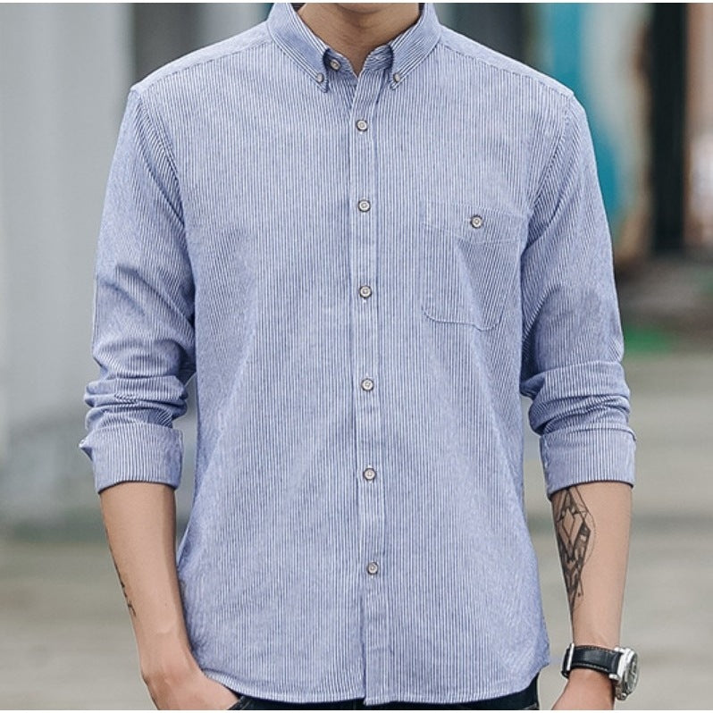 Chemise rayée à manches longues pour hommes