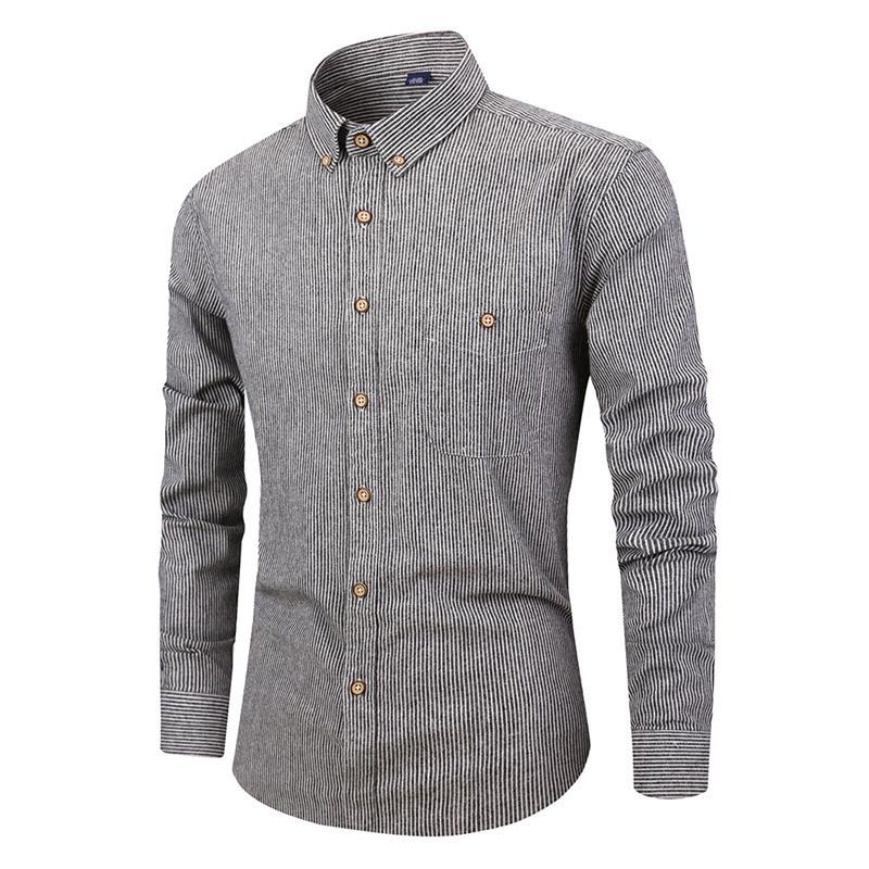 Chemise rayée à manches longues pour hommes