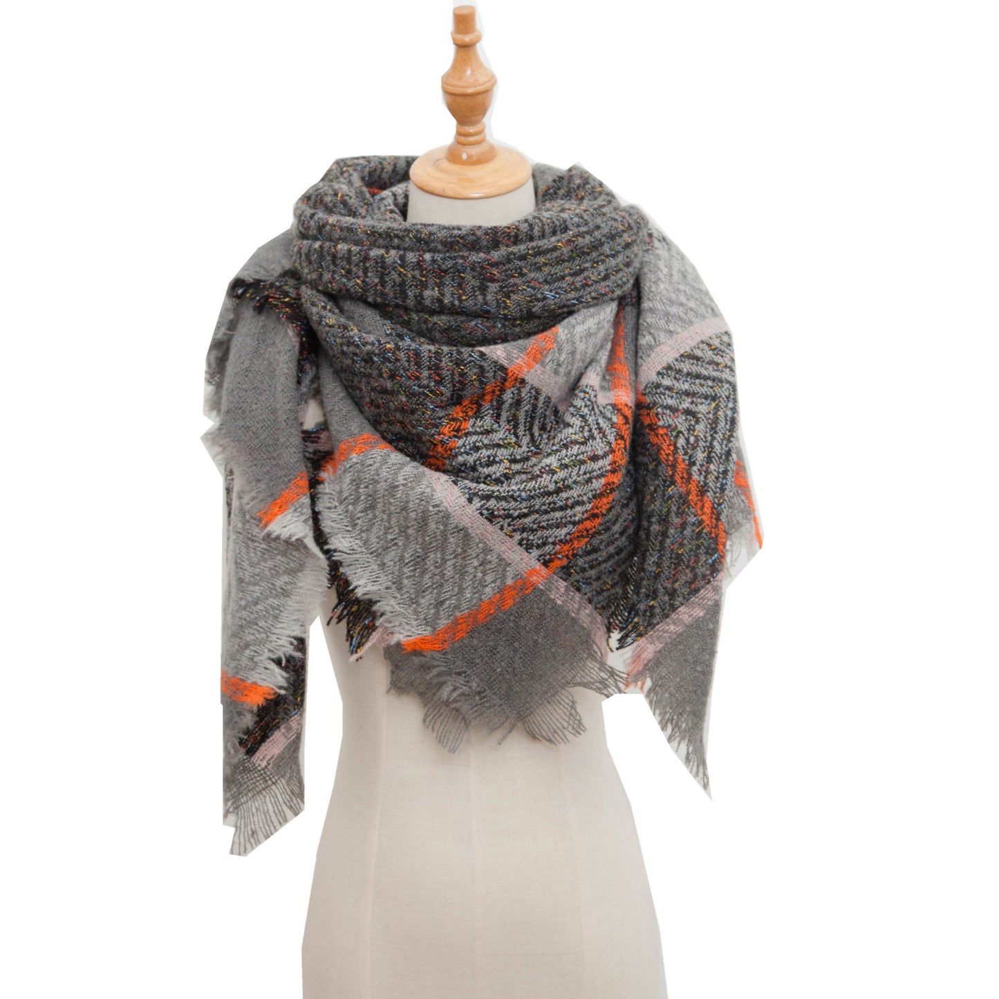 Châle écharpe (Automne Et Hiver) style "Grand Triangle à carreaux"