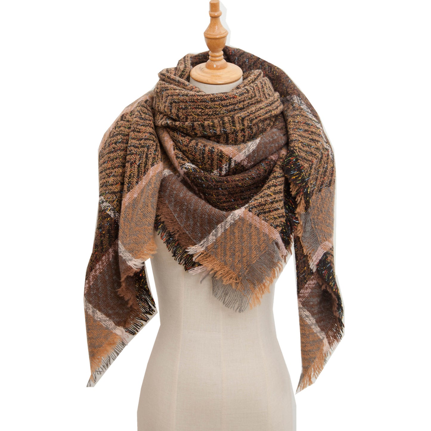 Châle écharpe (Automne Et Hiver) style "Grand Triangle à carreaux"