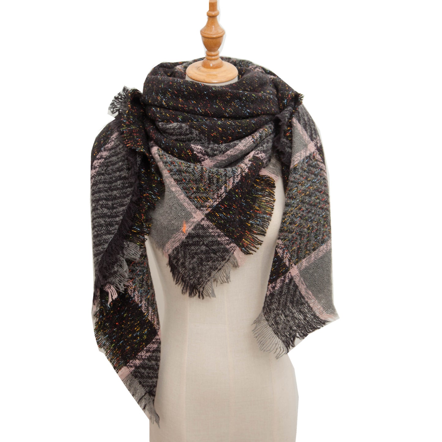 Châle écharpe (Automne Et Hiver) style "Grand Triangle à carreaux"