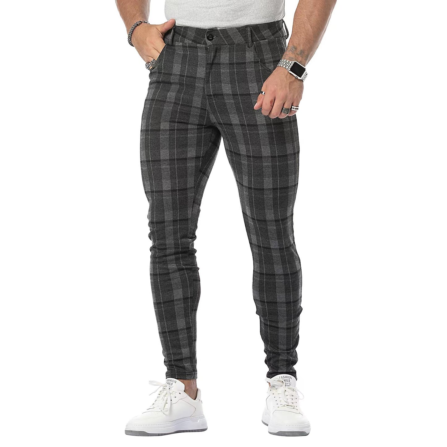 Pantalon décontracté à haute élasticité pour hommes