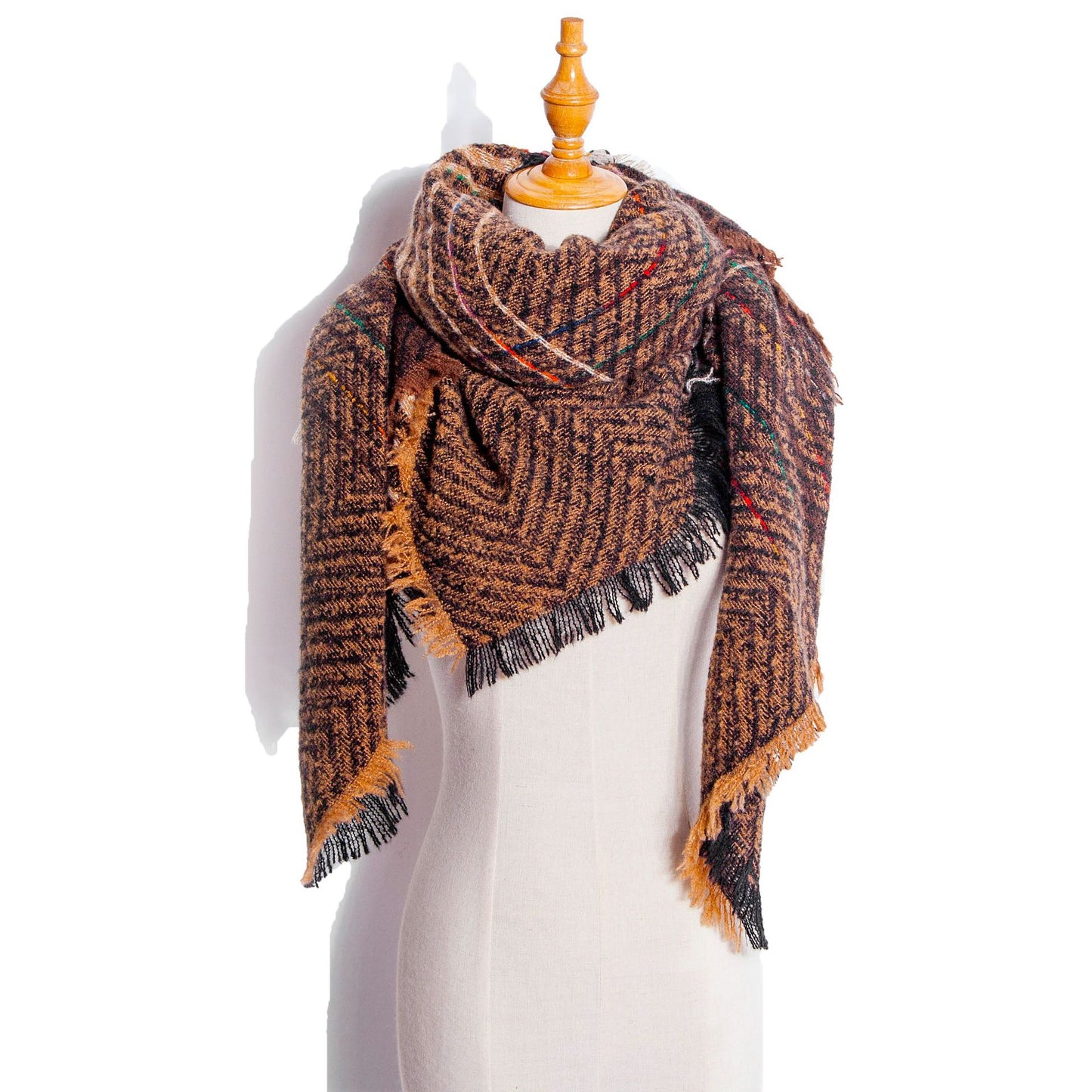 Châle écharpe (Automne Et Hiver) style "Grand Triangle à carreaux"