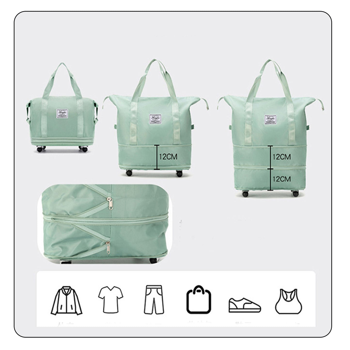 Sac de voyage universel à roulettes avec séparation.