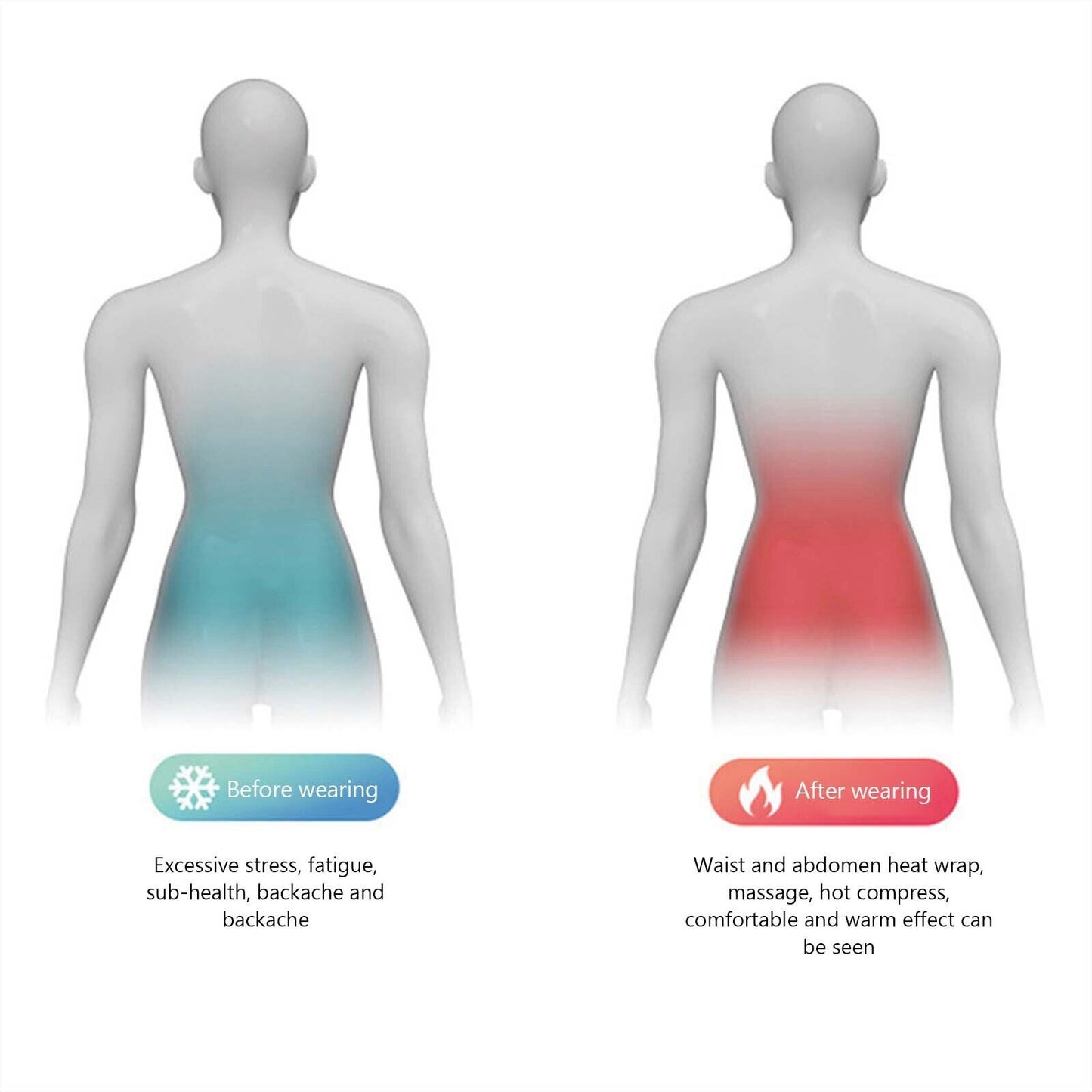 Ceinture de massage sans fil avec coussin chauffant pour massages à impulsions.