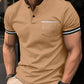 Polo hommes solide col montant et manches courtes