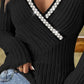 Pull Femme Col V en Tricot Pullover Chandail