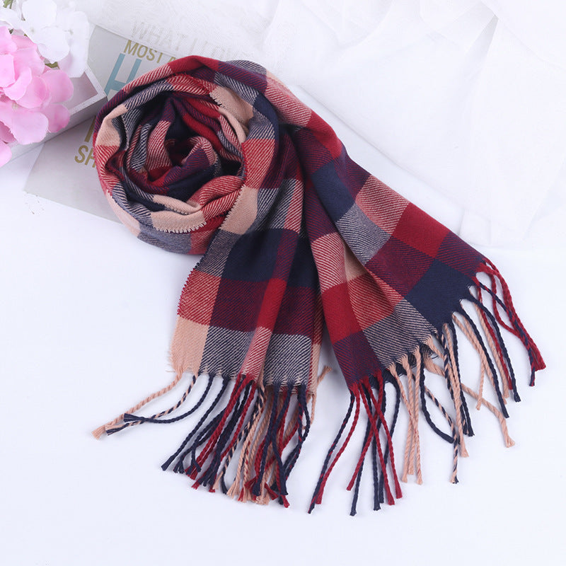 Écharpe à carreaux style britannique pour automne et hiver
