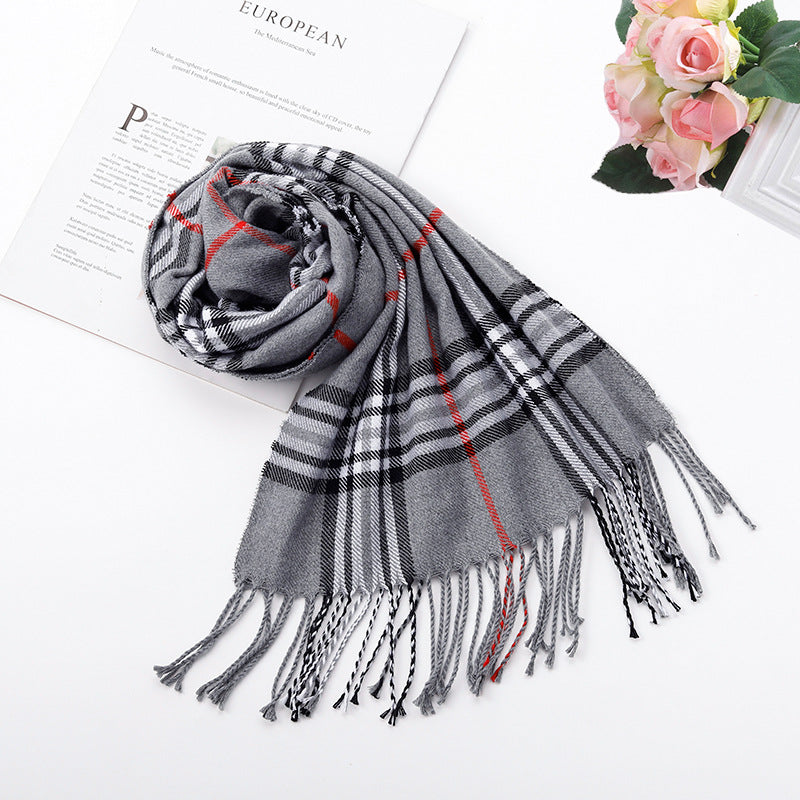Écharpe à carreaux style britannique pour automne et hiver