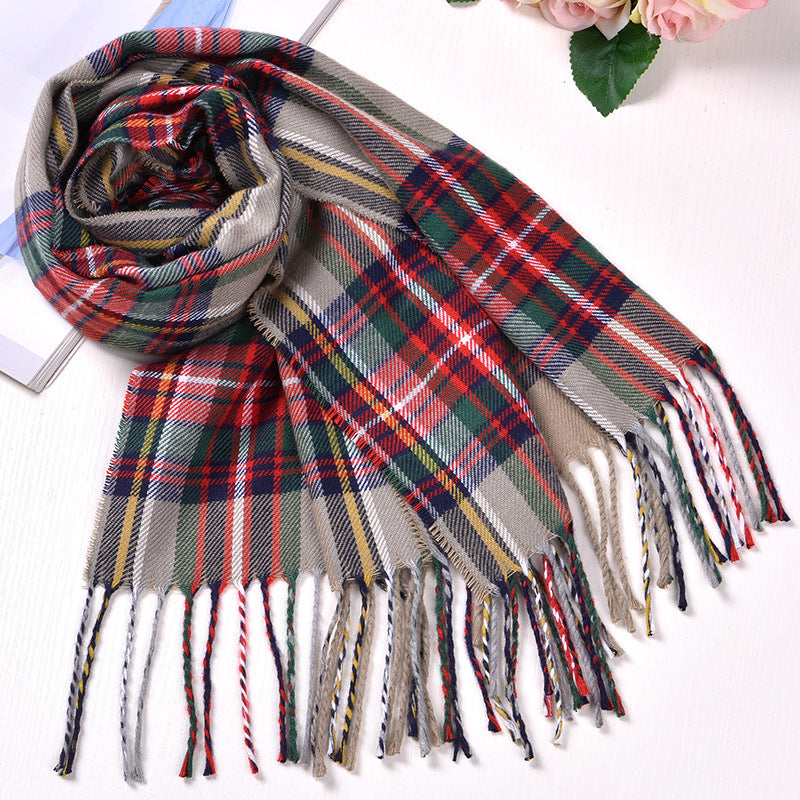 Écharpe à carreaux style britannique pour automne et hiver