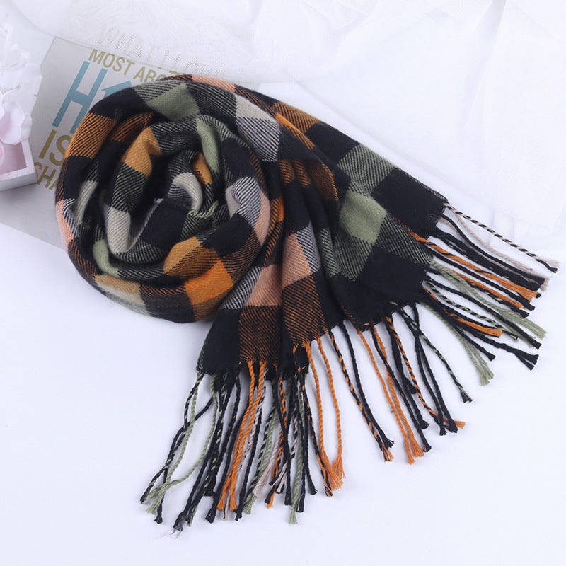 Écharpe à carreaux style britannique pour automne et hiver