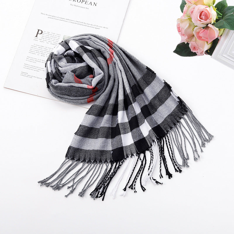 Écharpe à carreaux style britannique pour automne et hiver
