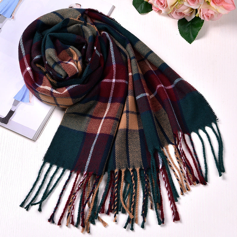 Écharpe à carreaux style britannique pour automne et hiver