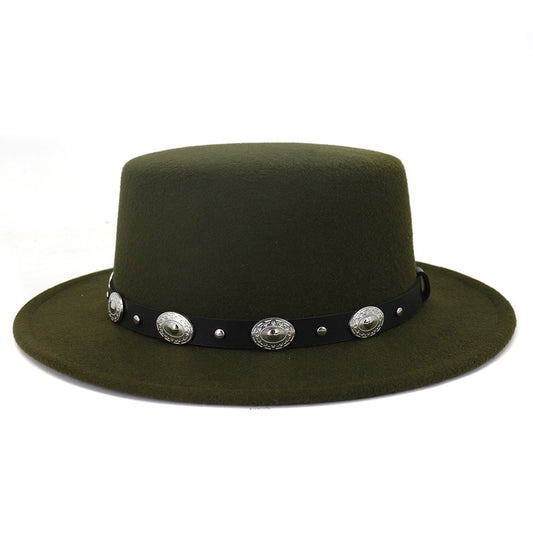 Chapeau de Jazz en laine chaude et Simple, décontracté, assorti avec tout, mode britannique, boucle en métal