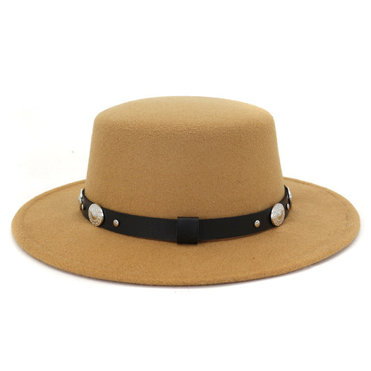 Chapeau de Jazz en laine chaude et Simple, décontracté, assorti avec tout, mode britannique, boucle en métal