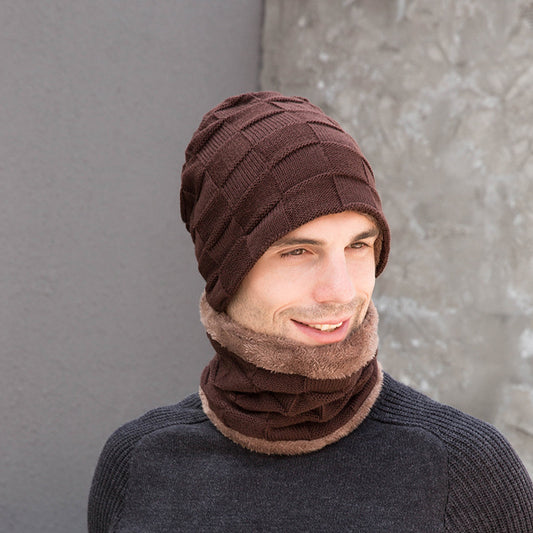 Chapeau, écharpe et Gants Trois pièces en velours Tricoté pour hommes