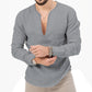 T-shirt décontracté en lin à manches longues pour hommes