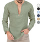 T-shirt décontracté en lin à manches longues pour hommes