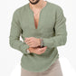 T-shirt décontracté en lin à manches longues pour hommes