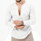 T-shirt décontracté en lin à manches longues pour hommes