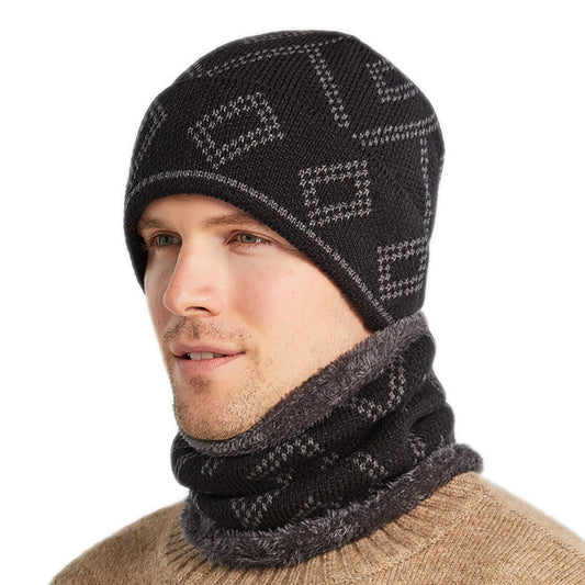 Chapeau de couverture avec motif carré épais pour garder au chaud