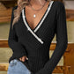 Pull Femme Col V en Tricot Pullover Chandail