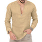 T-shirt décontracté en lin à manches longues pour hommes