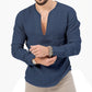 T-shirt décontracté en lin à manches longues pour hommes
