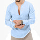 T-shirt décontracté en lin à manches longues pour hommes