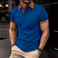 Polo décontracté de couleur unie à manches courtes pour hommes
