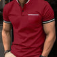 Polo hommes solide col montant et manches courtes