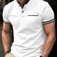 Polo hommes solide col montant et manches courtes