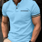 Polo hommes solide col montant et manches courtes