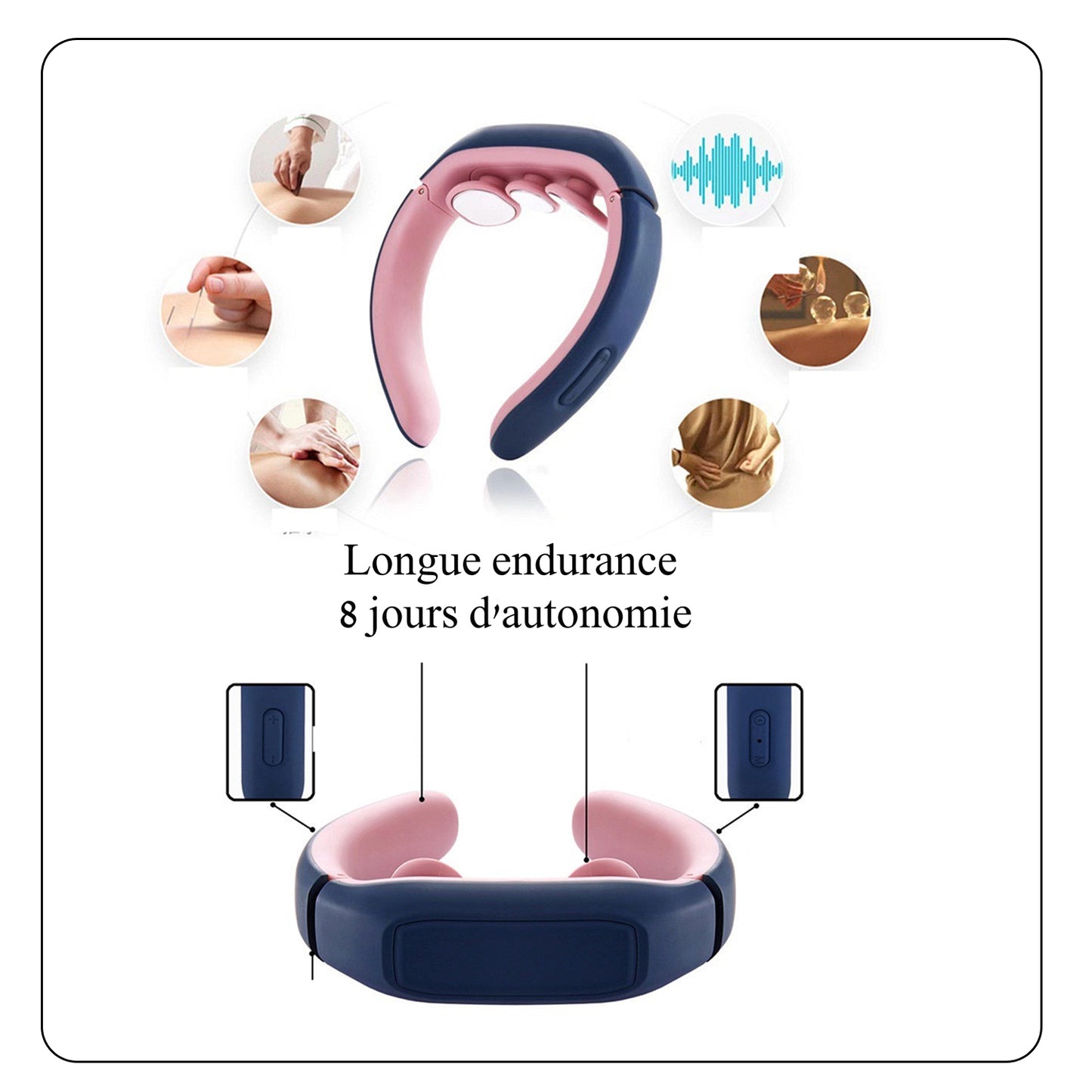 Masseur électrique à impulsions pour le cou et les cervicales.